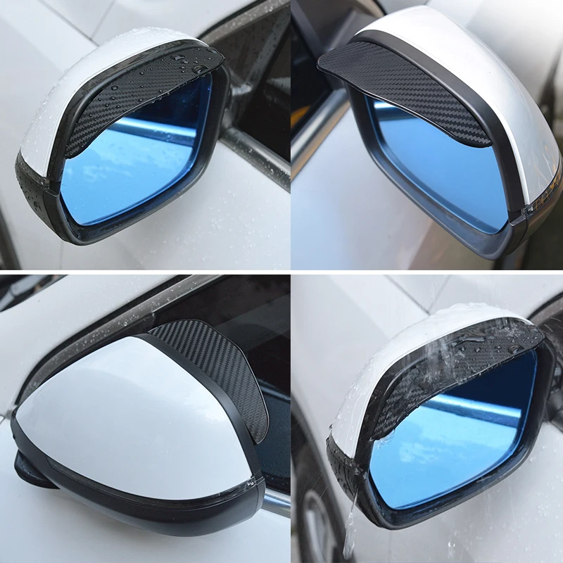 2pcs Car Rearview Mirror Rain Eyebrow Visor Carbon Fiber Side For Audi Q8 C5 Aircross Volkswagen Polo Sedan Octavia 3 Fiat Idea