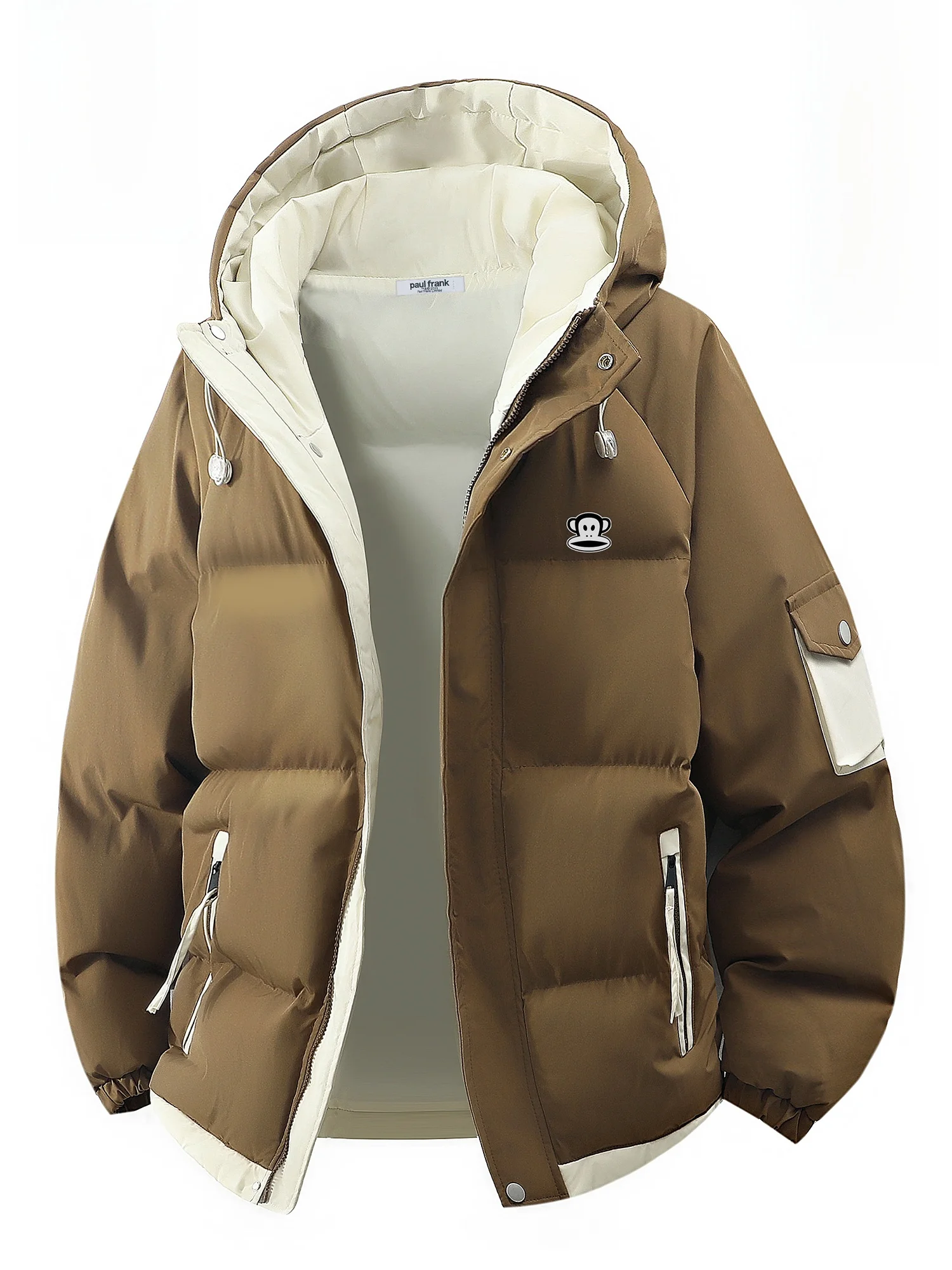 

Зимняя теплая куртка Paul Frank с капюшоном, мужская повседневная утепленная хлопковая куртка, молодежная модная брендовая зимняя куртка Monkey