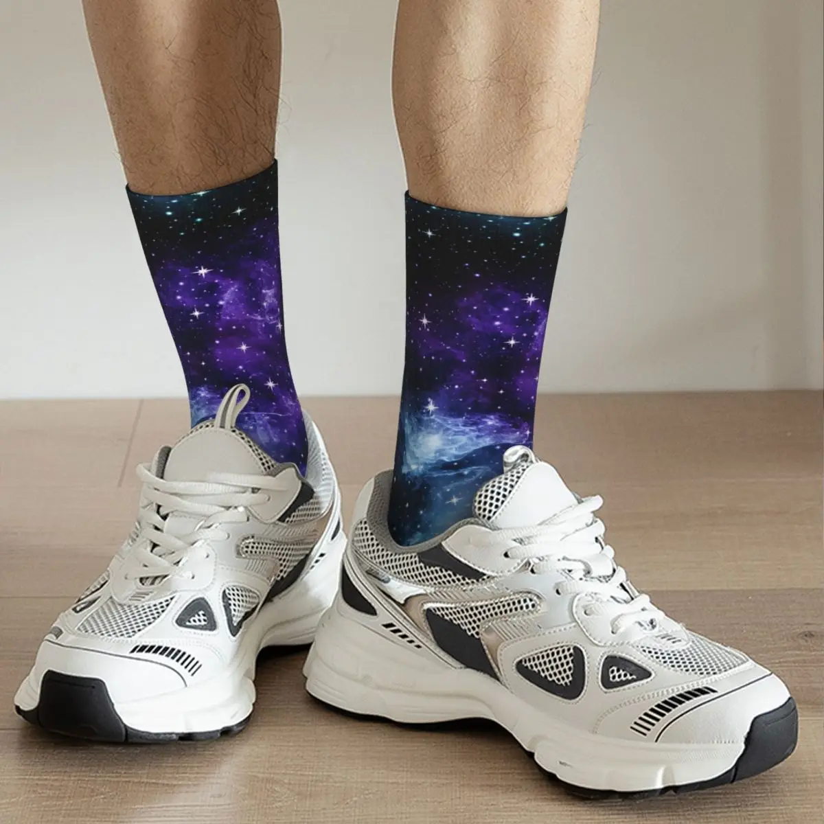 Chaussettes de Compression Rétro Teal Nebula pour Homme, Unisexe, Espace, Galaxie, Harajuku, Sans Couture, Imprimé, Nouveauté, Crew