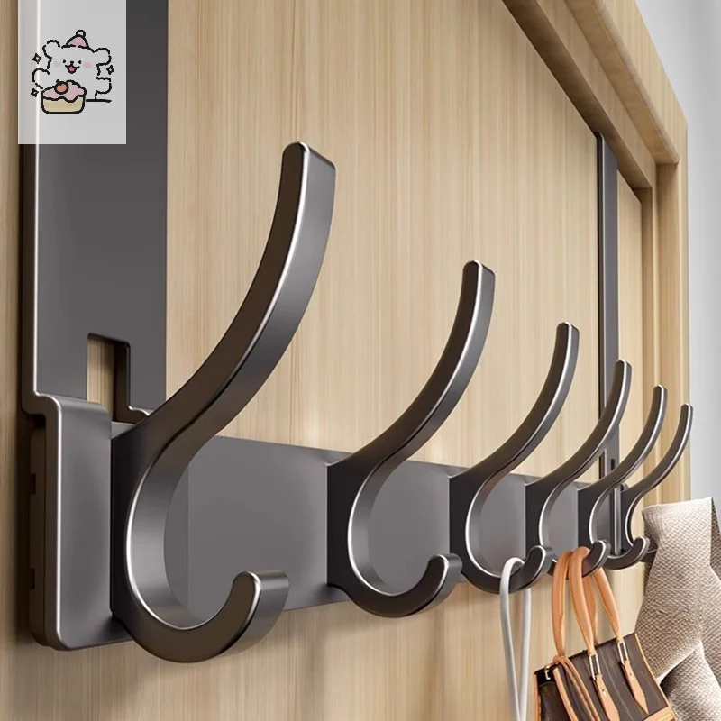 Hooks Behind The Door White 6 Hooks Short Section Without Punching Hangers Shelves Storage Entrance Door On The Hangers