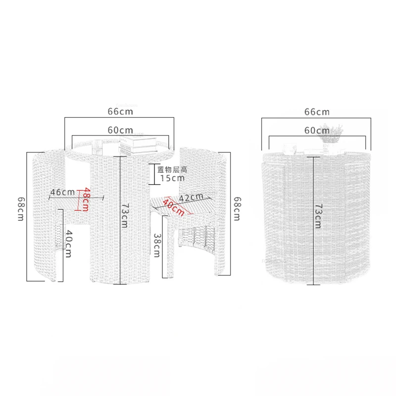 Juego de muebles de ratán para jardín, conjunto de tres piezas de mesa y sillas para el hogar, balcón, Patio al aire libre, combinación de almacenamiento, ocio