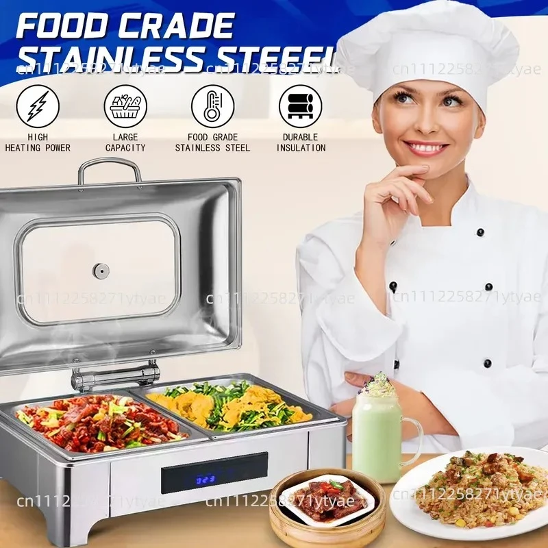 9L rectangular stainless steel hot pot electric hot pot hotel food insulator catering equipment
