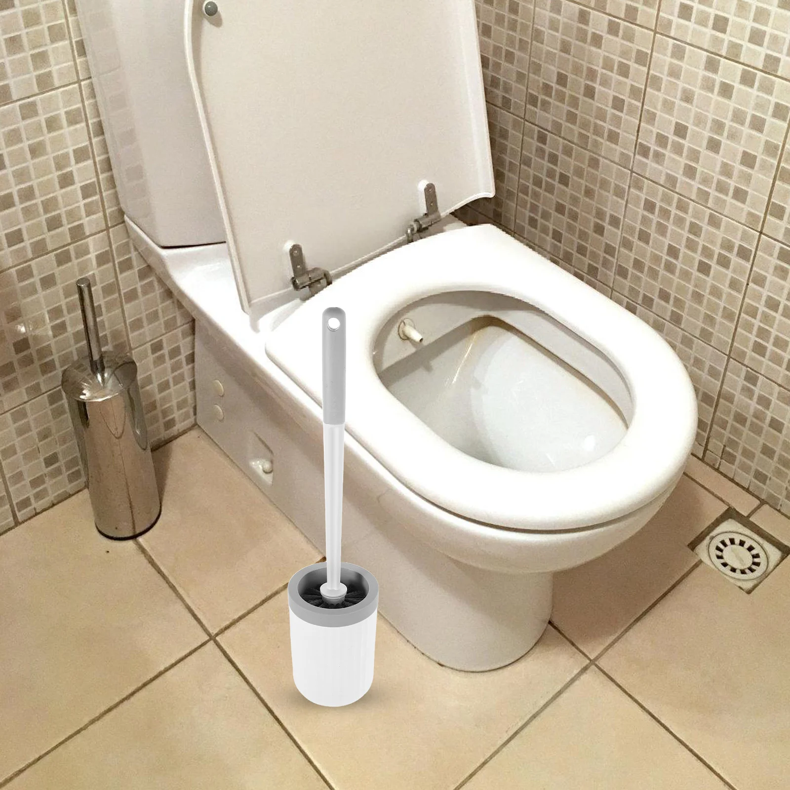 

Rv Toilet Brush Wall Mounted Holder Long Handle Round Head Bathroom Cleaning Scrubber Floor Dry Tool Brush with Long Handle