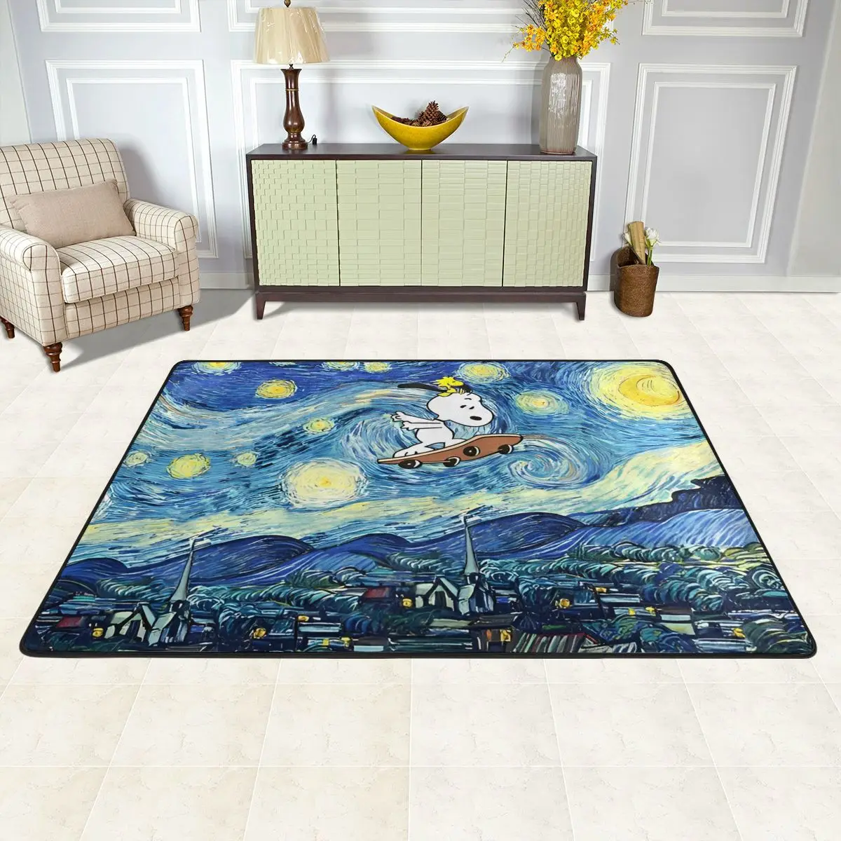 S-snoopy Floor Mat Anti Slip Carpet For Home Living Room Sofa Floor Carpets Vintage Velvet Rugs