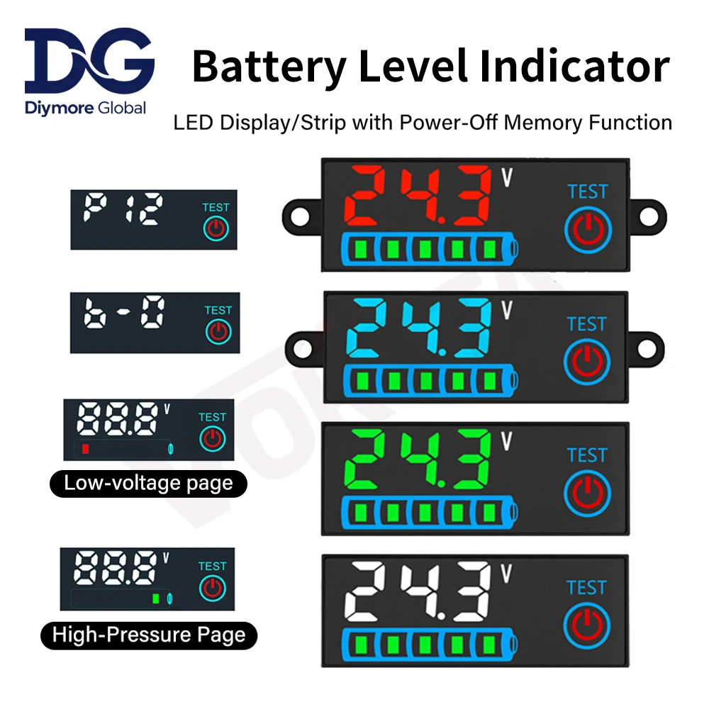 New Battery Charge Indicator Board 12V/24V/36V/48V Li-ion Lipo Lithium Battery Level Indicator Tester Capacity Tester Meter