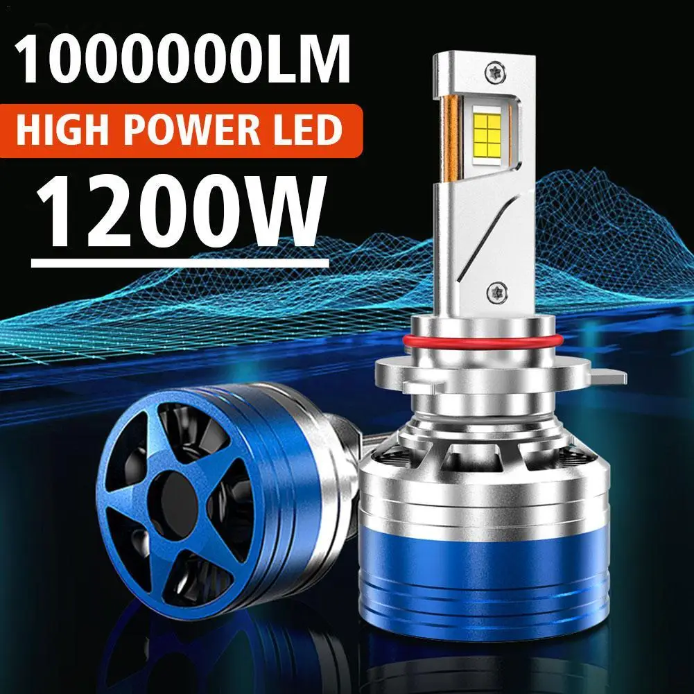 

1 Pair 1200W 1000000LM Car LED Headlight H7 H4 H11 High Brightness Waterproof Dustproof High Power 6000K Auto Head Lamp