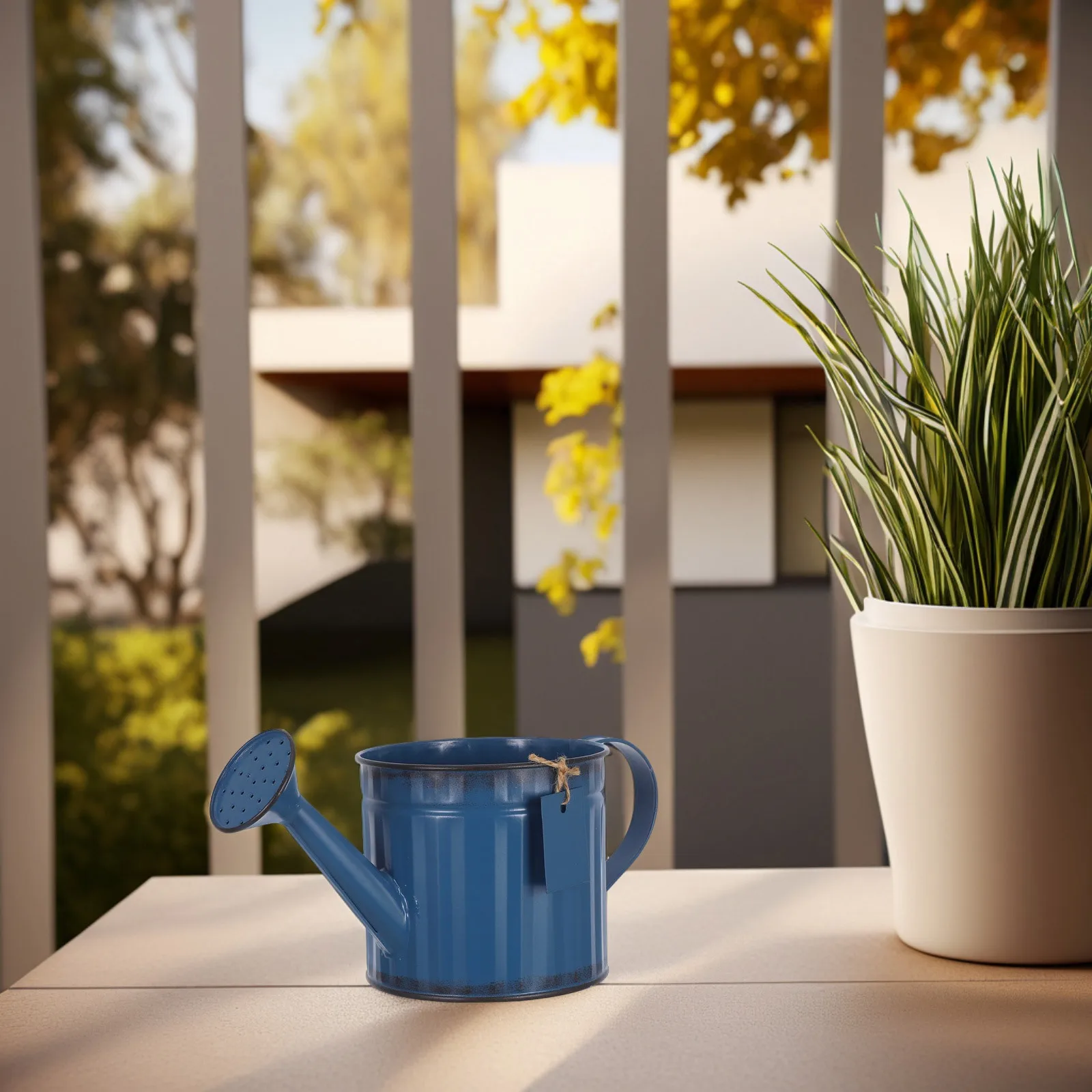 

Vintage Iron Watering Kettle Vertical Stripe Design Rustic Garden Decoration Flowerpot Planter Balcony Outdoor Plant Tool