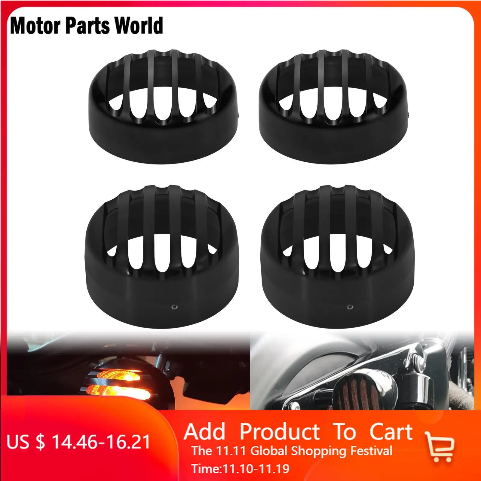 

2xMotorcycle Front Rear Turn Signal Indicator Grill Bezel Cover Black For Harley Sportster XL Iron Nightster SuperLow 1992-2020