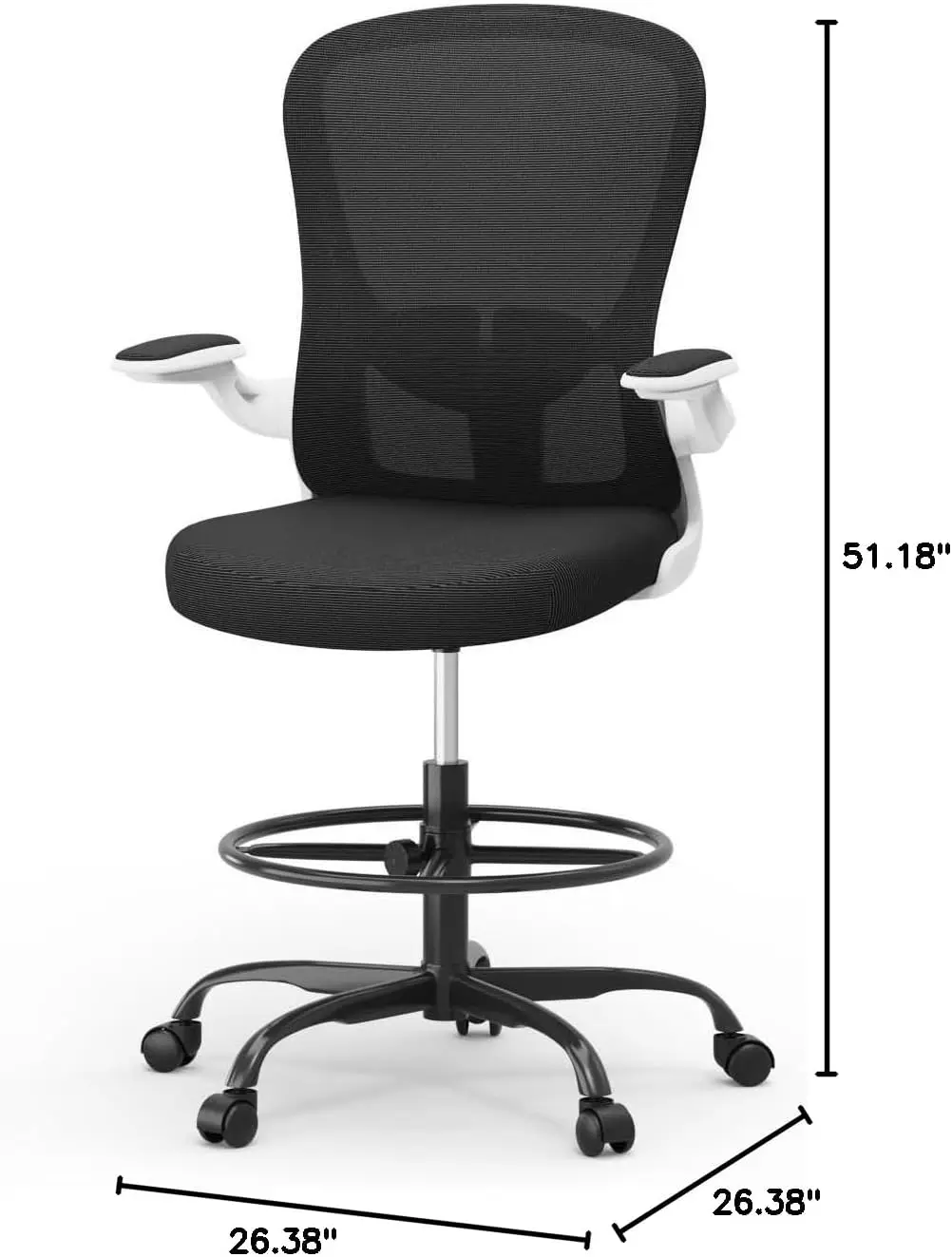 Chair, Tall Office Chair with Flip-up Armrests Executive Ergonomic Computer Standing Desk Chair, Office Drafting Chair