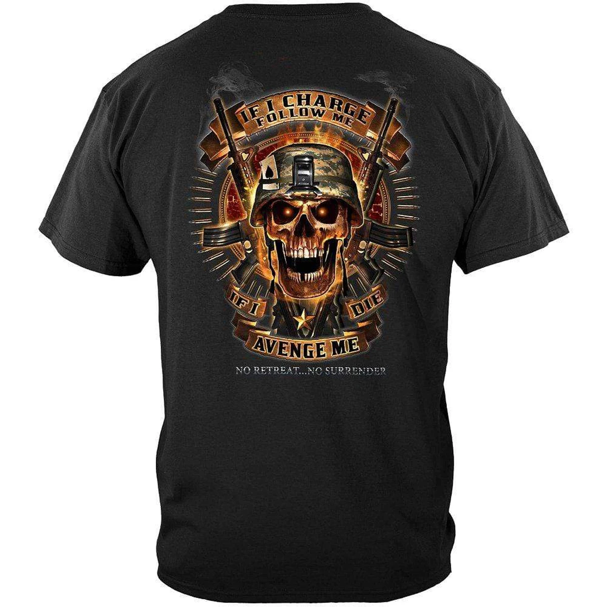 No Retreat No Surrender, If I Die Avenge Me. Skull of Doom T-Shirt. Summer Cotton O-Neck Short Sleeve Mens T Shirt New S-3XL