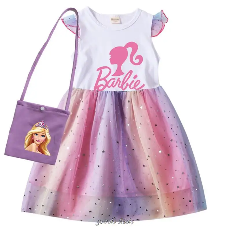 Dziewczęce ubrania Barbie film na co dzień dziewczyna Cosplay nowy rok kostiumy dziewczyny sukienki Bag Kawaii dzieci księżniczka sukienka urodziny