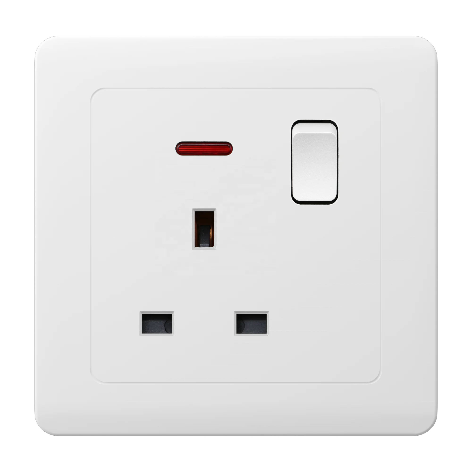 5PCS OEM UK 13A Stopkontak Listrik 1 Tombol Saklar 5 Pin Soket Penutup Kaca Panel Saklar Lampu Dinding Bahan Tembaga Kompatibel Wifi