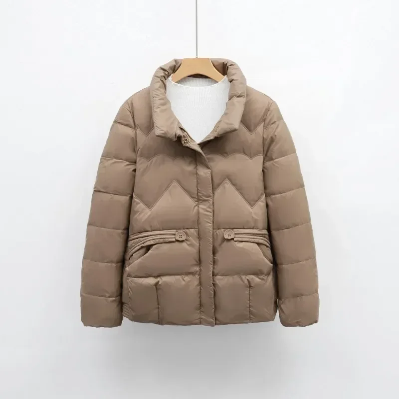 

Autumn and Winter New Korean Version Short Down Jacket Fashionable Stand Up Collar Small and Simple Casual Jacket Keeping Warm