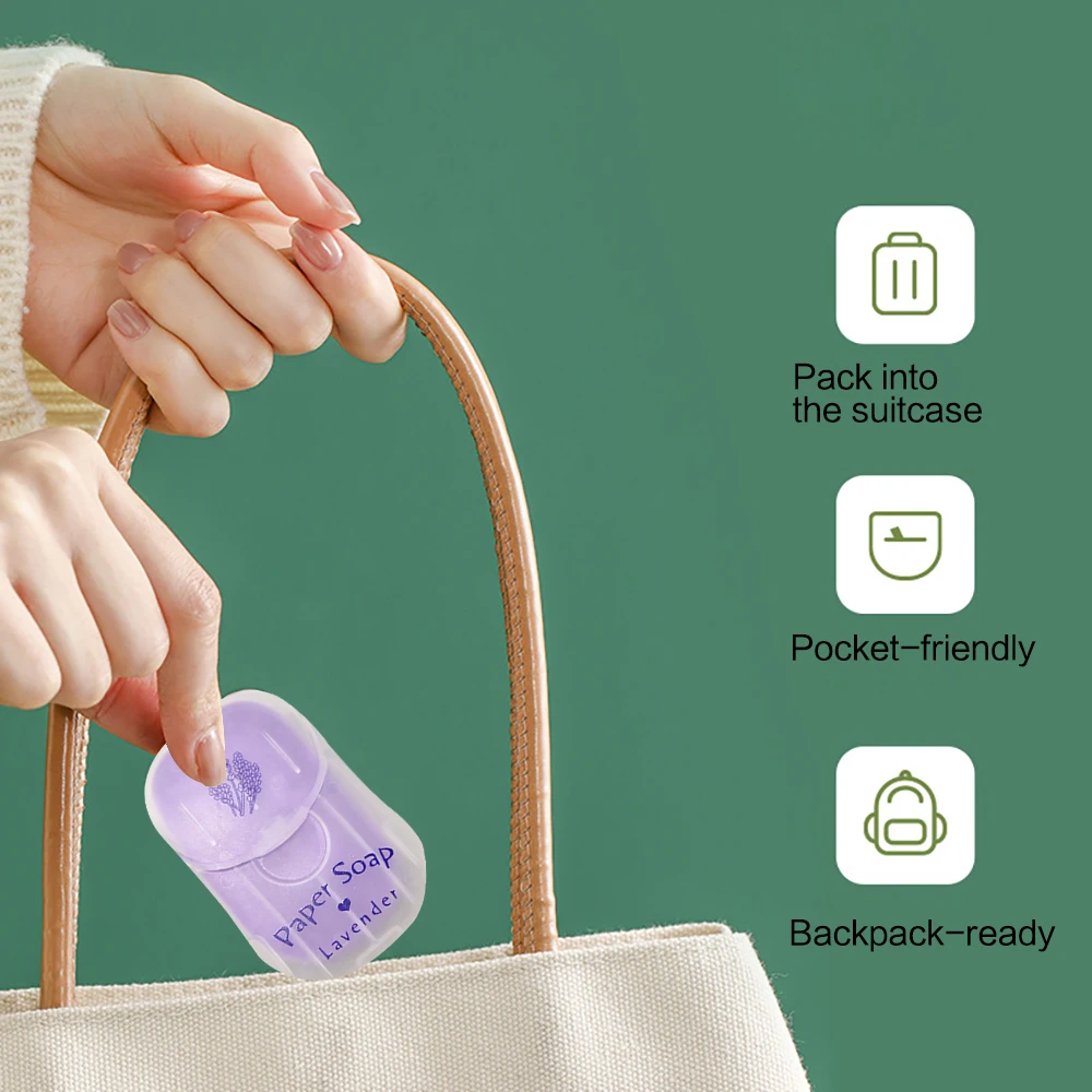 صفائح صابون اليد المحمولة للسفر | مناديل تنظيف تذويب | خالية من الكحول | أثناء التنقل 50 ورقة/صندوق #2