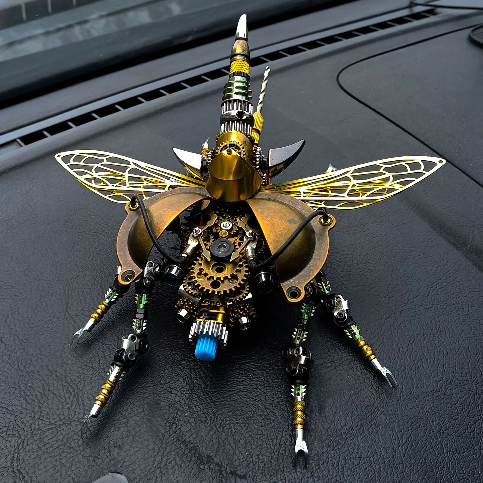 

3D metal punk insect puzzle model difficult DIY mechanical rotatable beetle assembly kit with voice-activated lights Christmas