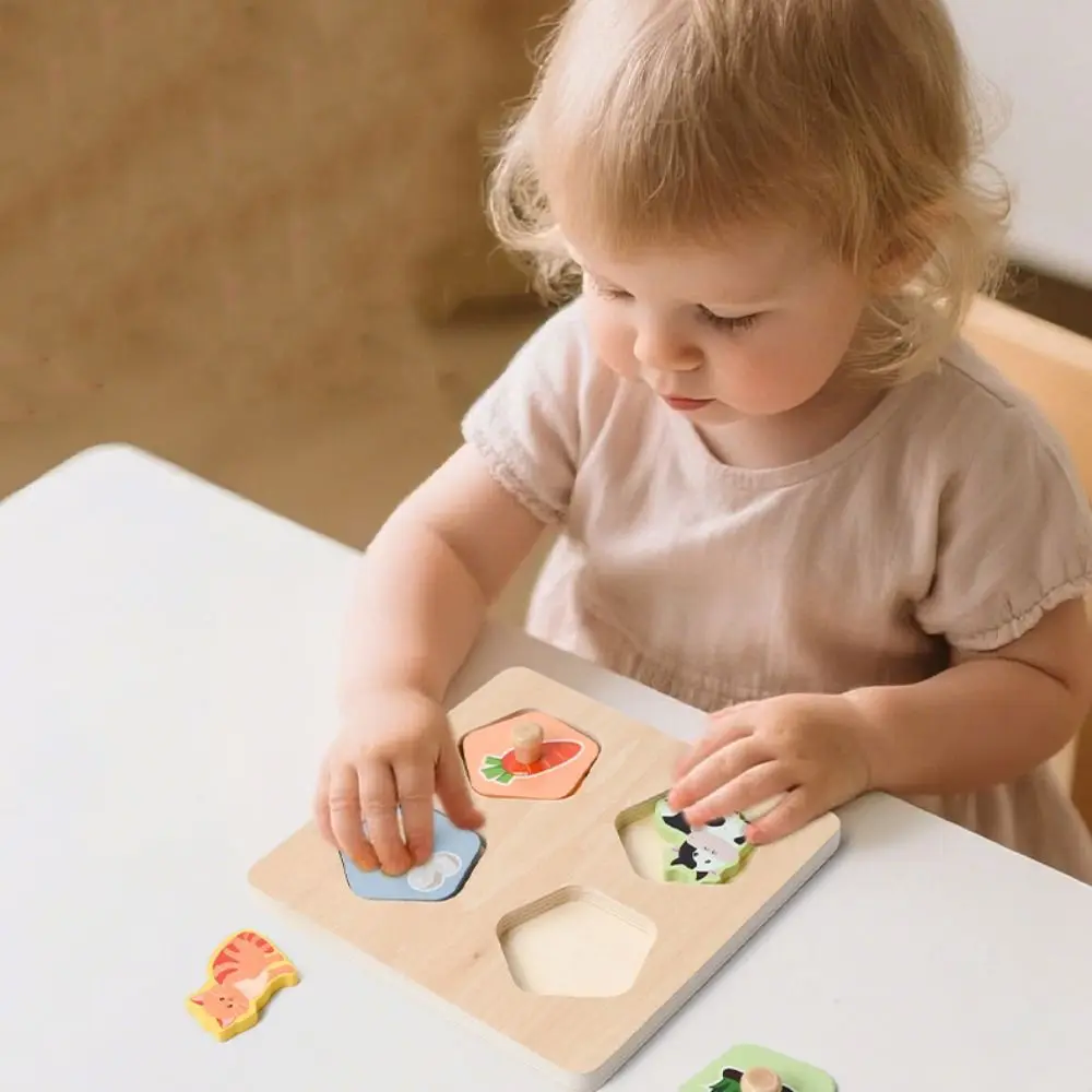 Tablero de rompecabezas de madera, rompecabezas 3D, patrón cognitivo Montessori, juego de mesa a juego, rompecabezas interactivo portátil de animales