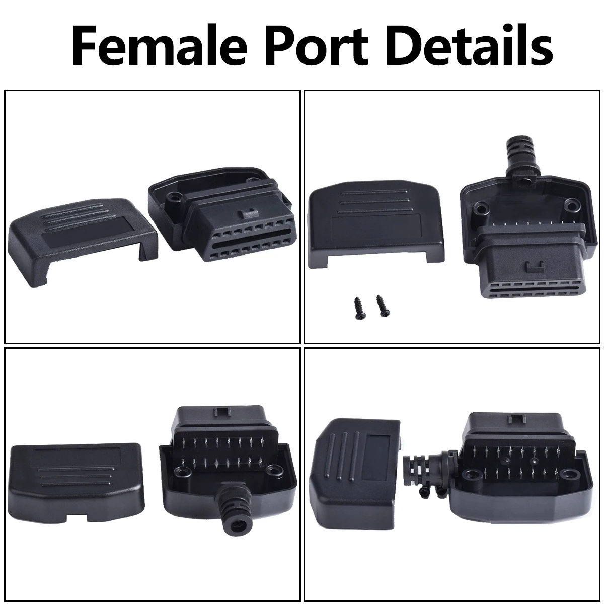 16 Pin OBD Female Port OBD2 16Pin Male Connector OBD II Adaptor Interface Test Car Diagnostic Tool Wire Sockets OBD 2 Adapter