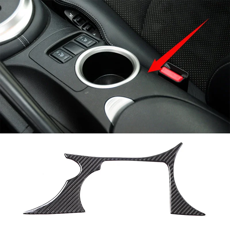 

Carbon Fiber for Nissan 370Z Z34 2009-UP Center Console Water Cup Panel Trim Cover Car Interior Accessories Decorative Stickers