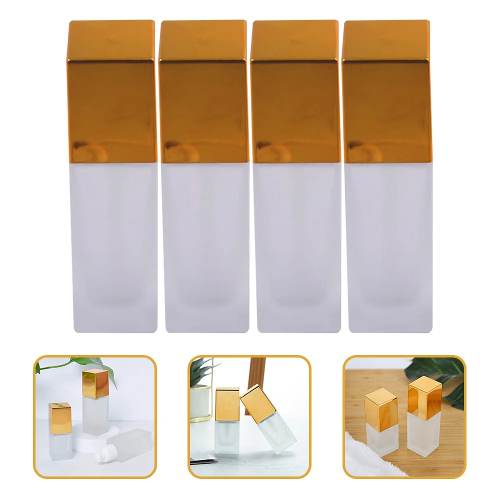 

4Pcs Glass Foundation Bottle Frosted Leakproof Portable Empty Lotion Bottles for Travel Toner Serum Storage Refillable