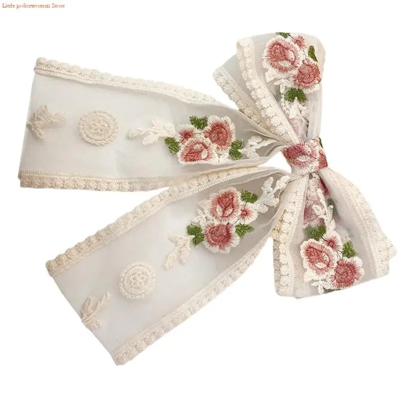 F92D Cottagecore Flat Clips Hairpin 2000s Lace Bows Balletcore for Women Girls