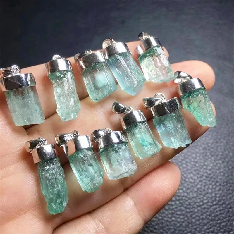 Natural Raw Beryl Pendant Jewelry For Women Man Healing Crystal Beads Energy Stone Reiki Gemstone 1PCS