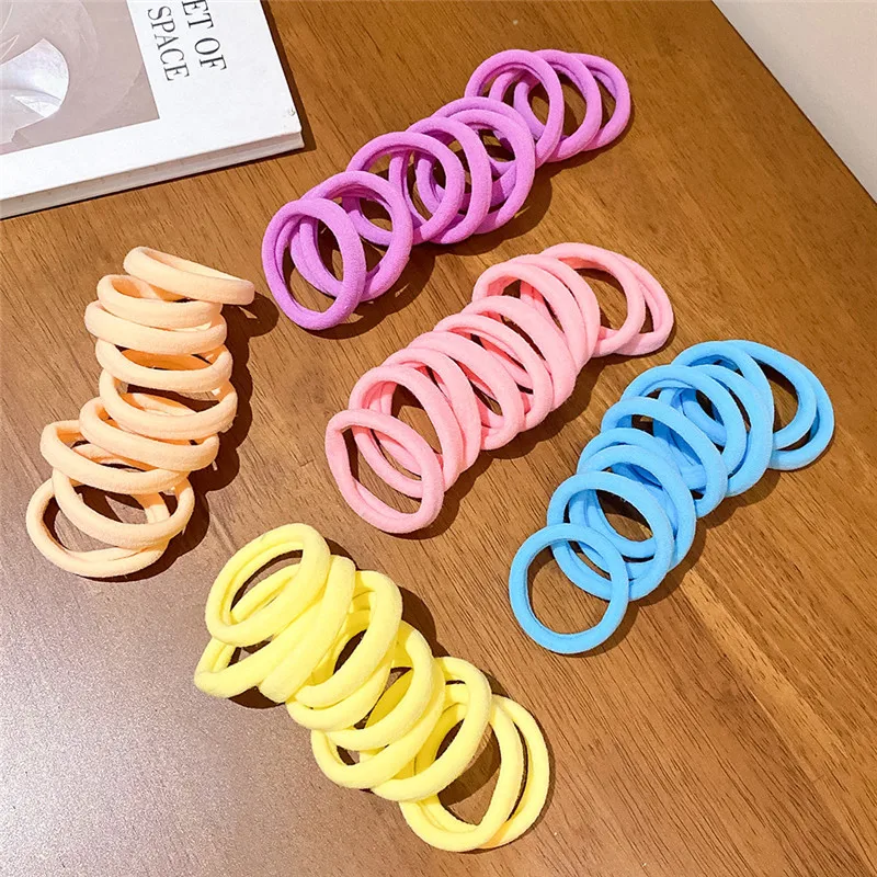 50/100 Stück Damen-Haaraccessoires 4,5 cm Mittelgroße Einfache Haargummis Basis-Edition Schonende Haarbänder Mädchen Elastische Haargummis – Detail 5