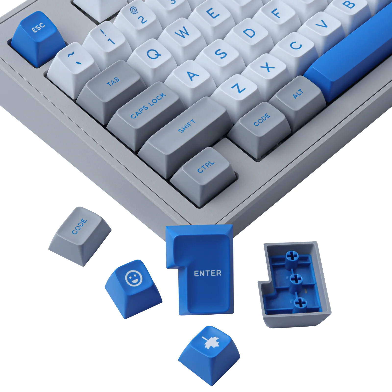 GMK Gray White Blue Keycaps 173 Keys ABS Material SA Profile Double Shot Keycaps For MX Switch Alice Mechanical Keyboard Keycaps
