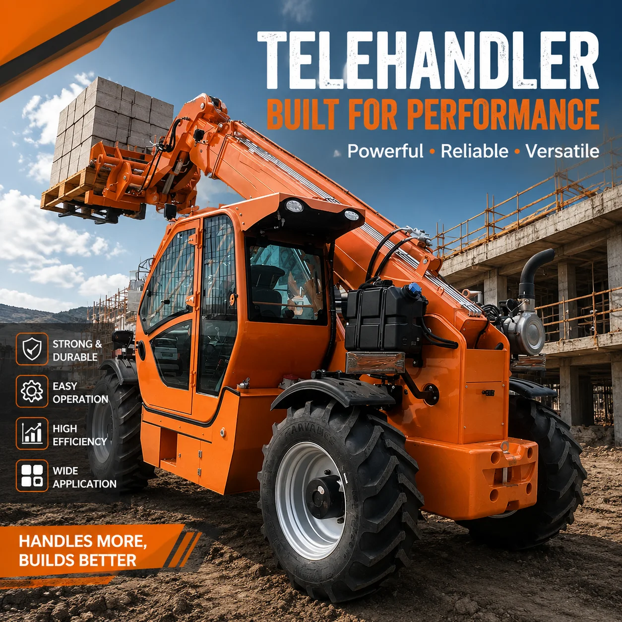 4WD Telehandler Telescopic Forklift Diesel Hydraulic Loader Heavy Duty Construction Machinery for Farm Building Material Handlin