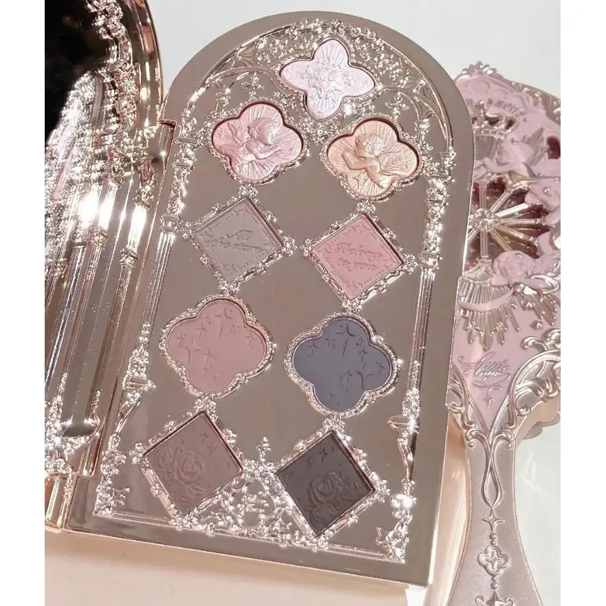 Flower Knows Little Angel Eyeshadow Palette Eye Glitter Make Up Palette Long Lasting 9 Color Eye Shadow For Girl And Women