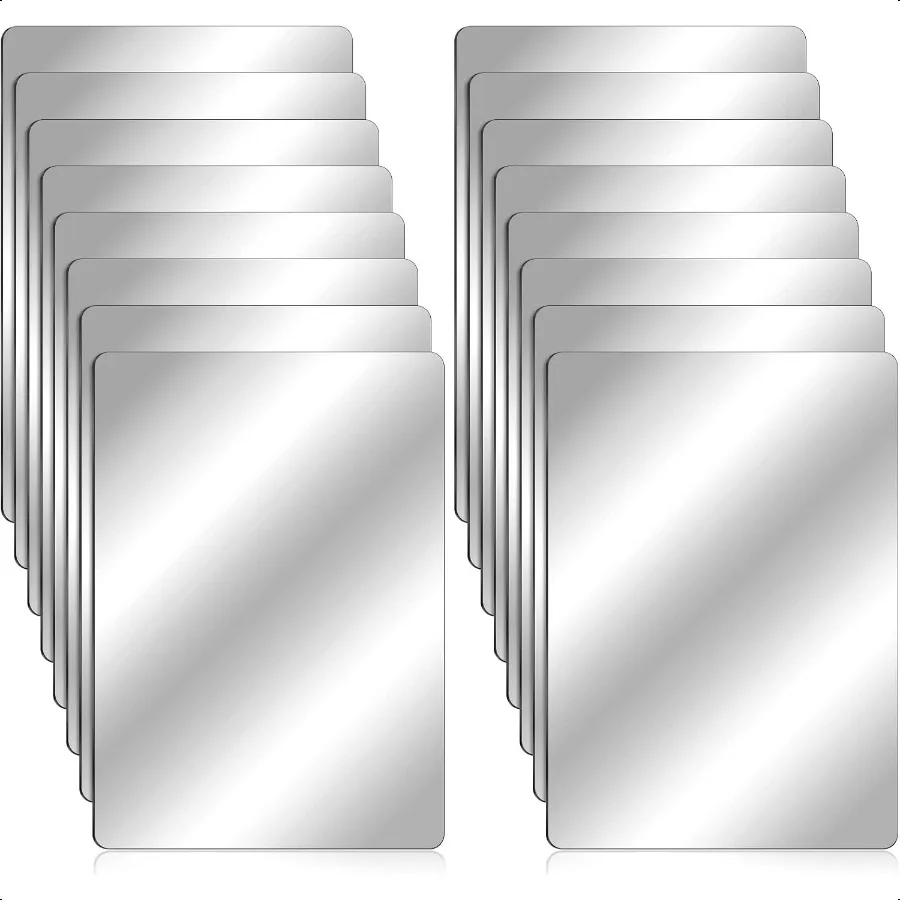 

16 Pieces Shatter Proof Plastic Mirror Craft 4 x 6 Inch Small Mirror Tiles Bulk with Soft Round Corners Double Sided Protective