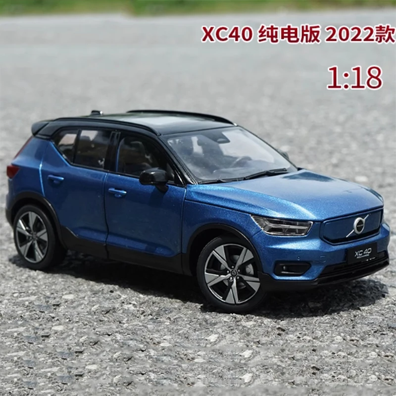 Diecast 1:18 Scale XC40 Pure Electric 2022 Blue Alloy Car Model Finished Simulation Boy Collection Display Birthday Gift Toys