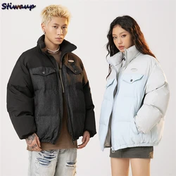 Duck Down Padded Men Spliced Fashion Down Jacket Female Winter 2023 New in Couple Coats Warm Winter Men's Short Down Jacket