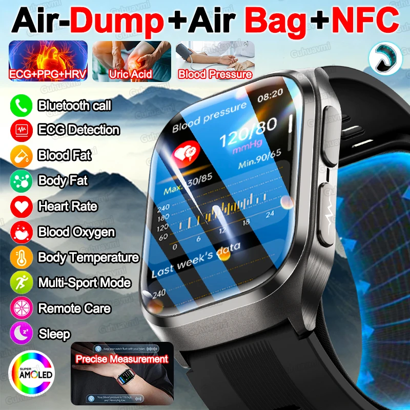 

Умные часы Murata с воздушной помпой, наносуперпроводящим стеклом для ЭКГ, AMOLED-дисплеем, функциями для спорта и здоровья, NFC и технологией Airbag, для мужчин