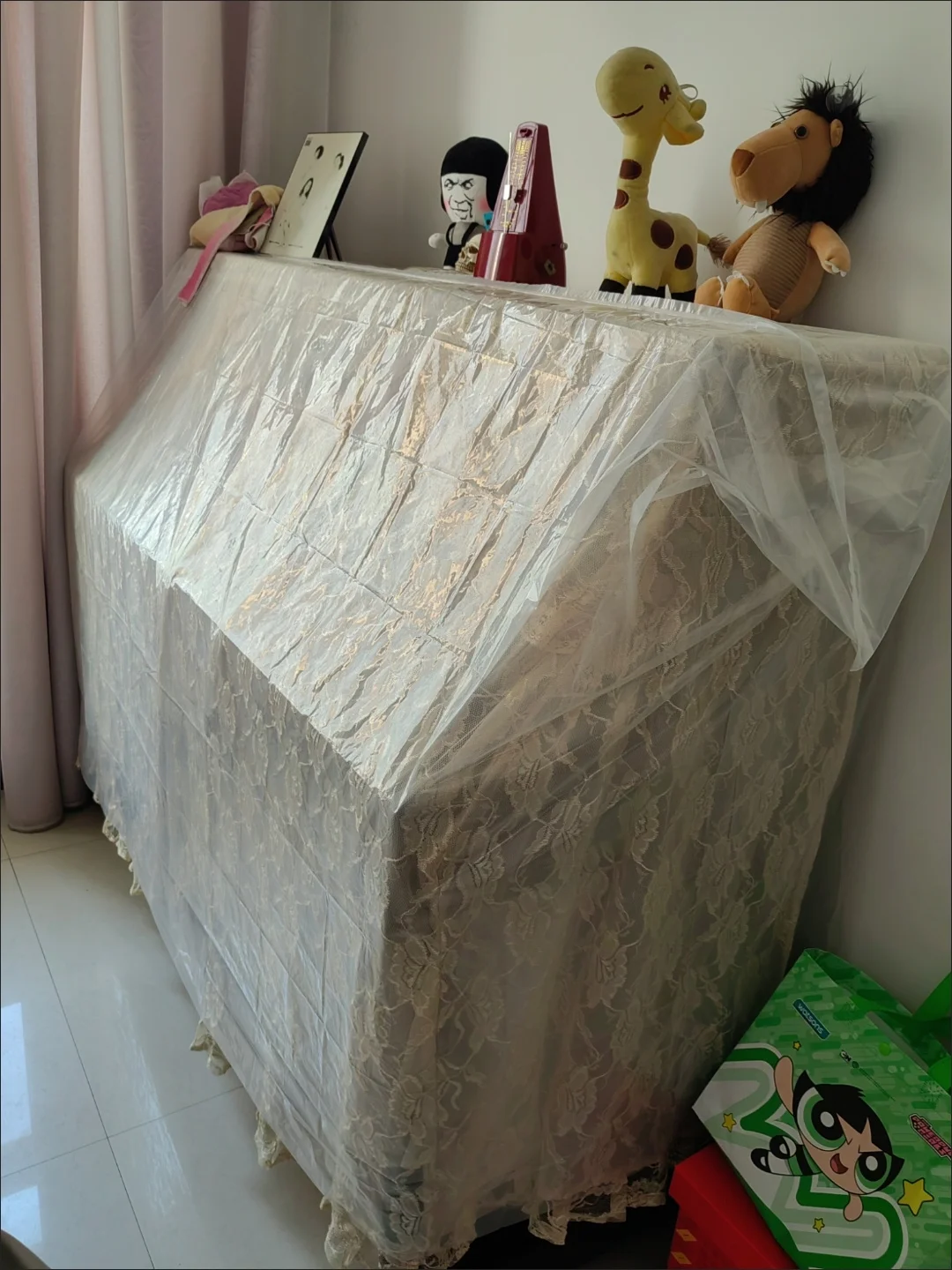 غطاء غبار البيانو، كيس تخزين بلاستيكي، مقاوم للماء، للتحريك، التعبئة، مادة البولي ايثيلين السميكة، 225 سم * 245 سم #2