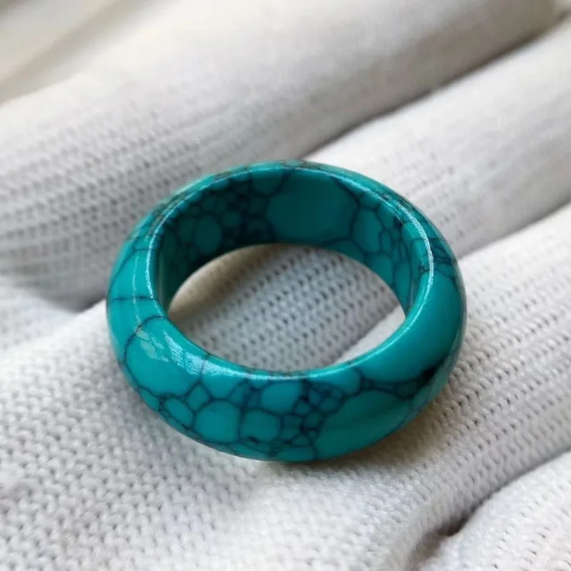 Turquoise Net Flower Ring, Running Ring, Ring, High Porcelain Raw Ore Diamond Star and Moon Jewelry Beads