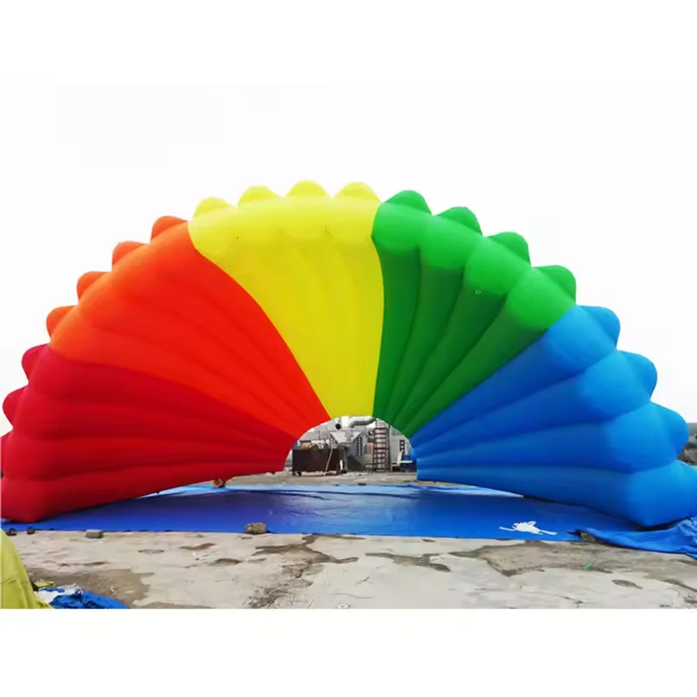 Riesige Regenbogen Shell Aufblasbare Bühne Abdeckung Aufblasbare Bühne Dach Zelt Tragbare Bunte Shelter Luft Baldachin Für Konzert Veranstaltungen