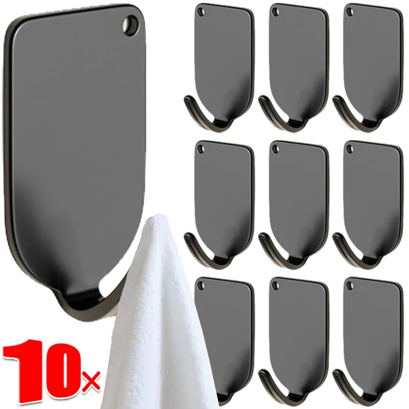 10/1Pcs Stainless Steel Adhesive Hooks Keys Bag Hats Towel Hanging Holder Heavy Duty Bathroom Kitchen Door Wall Hanger Hooks