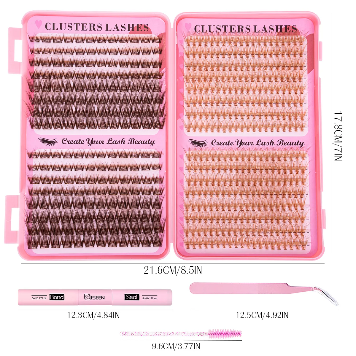 Braune Wimpern DIY Einzelwimpernverlängerung Volumen-Wimpernbündel Clean Girl Styles Dünne Band-Wimpernbündel Natürlicher Look – Detail 2