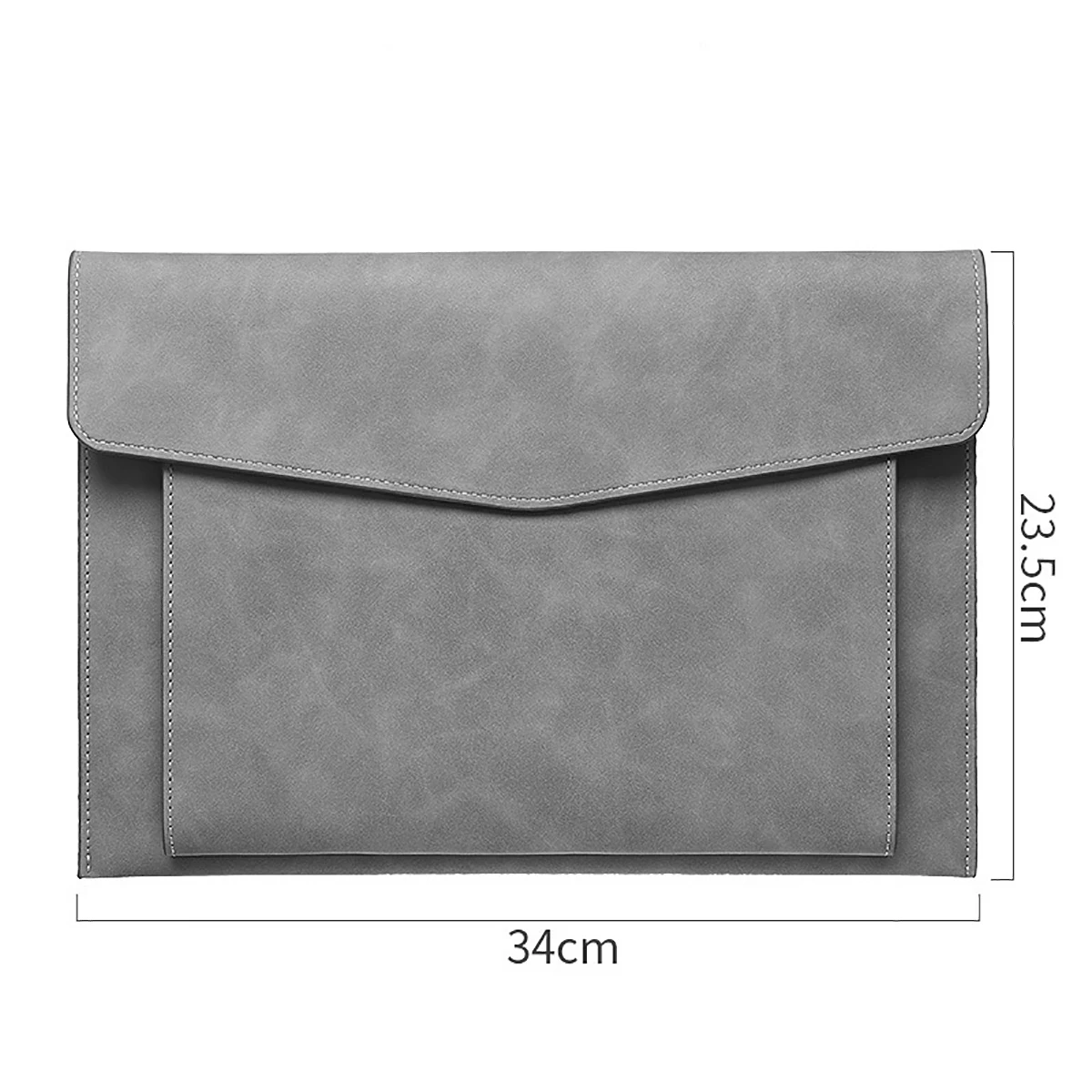 Grey Envelope Style A4 Leather Document Folder with Magnetic Button, Multi Slot Paper Storage Pouch for Business, Student, Offic