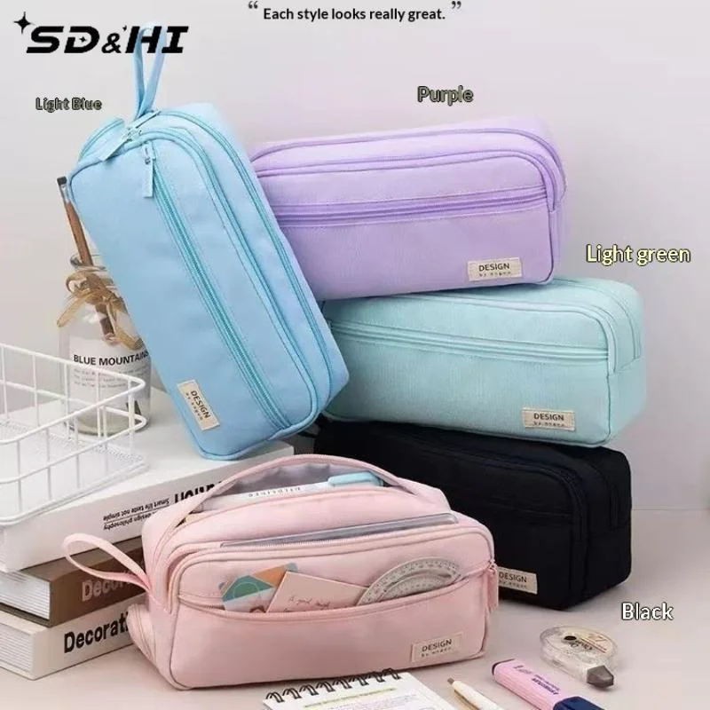 Large Capacity Multi-Functional Pencil Case Three-Layer Stationery Box For Elementary School Students Storage Bag Cross-Border
