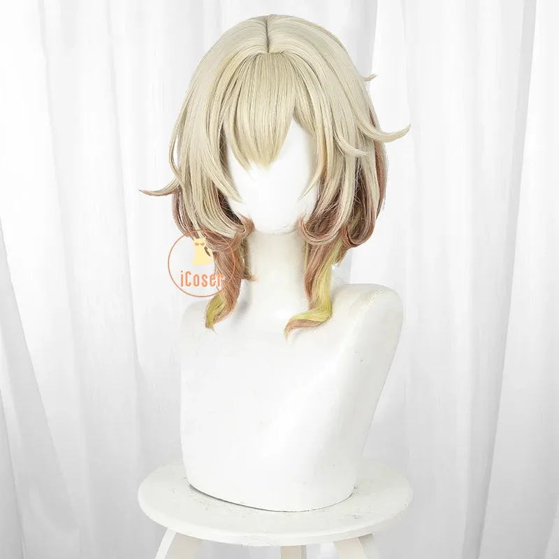 

asdh8@Game Honkai Star Rail Aglaea Cosplay Wig Golden Brown Short Hair Amphoreus The Goldweaver Halloween Party for Women Prop i