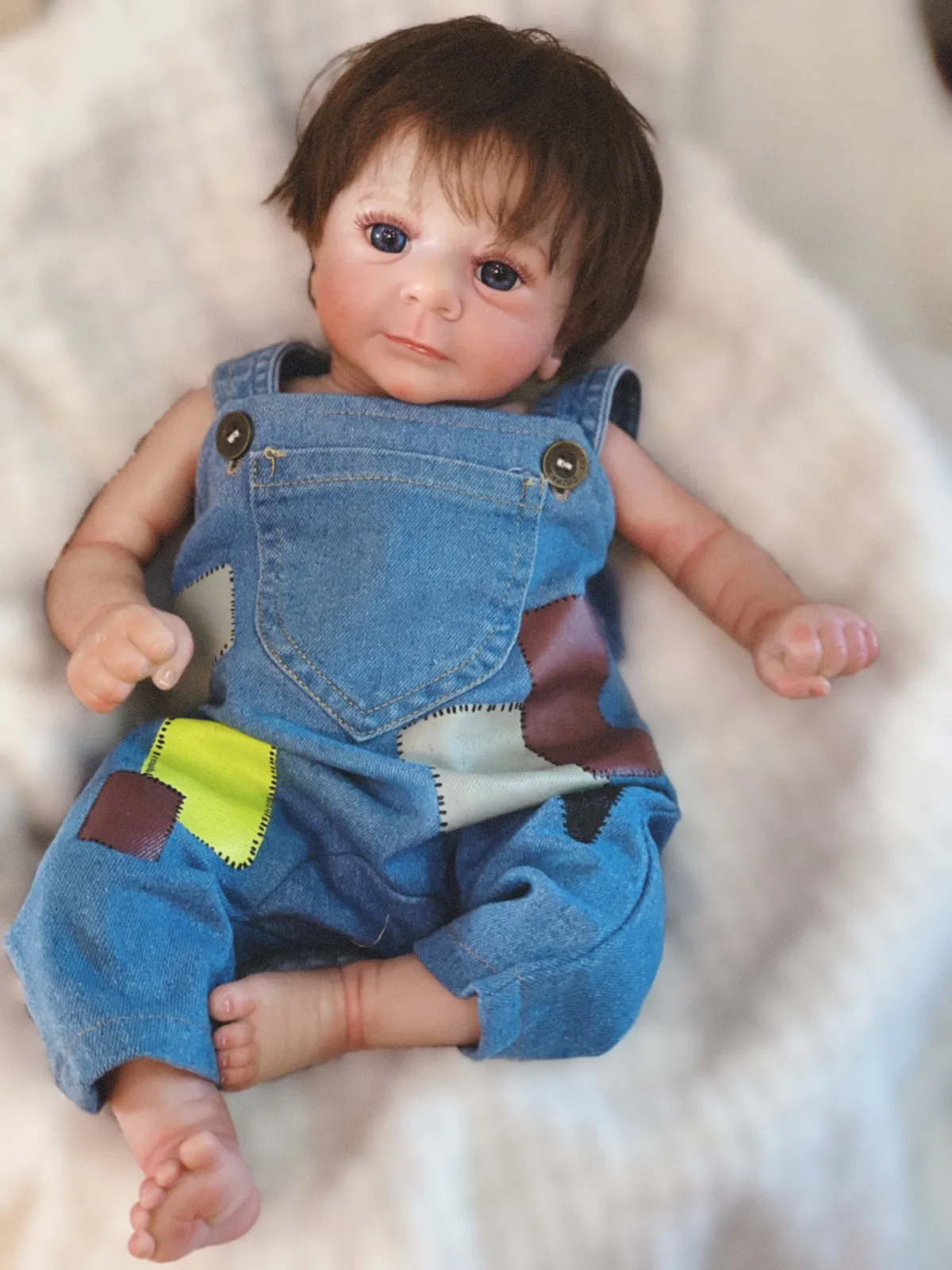 

18-дюймовая кукла Felicia Reborn ручной работы Bebe с укорененными волосами, реалистичная кукла для новорожденных для детей, подарки на день рождения