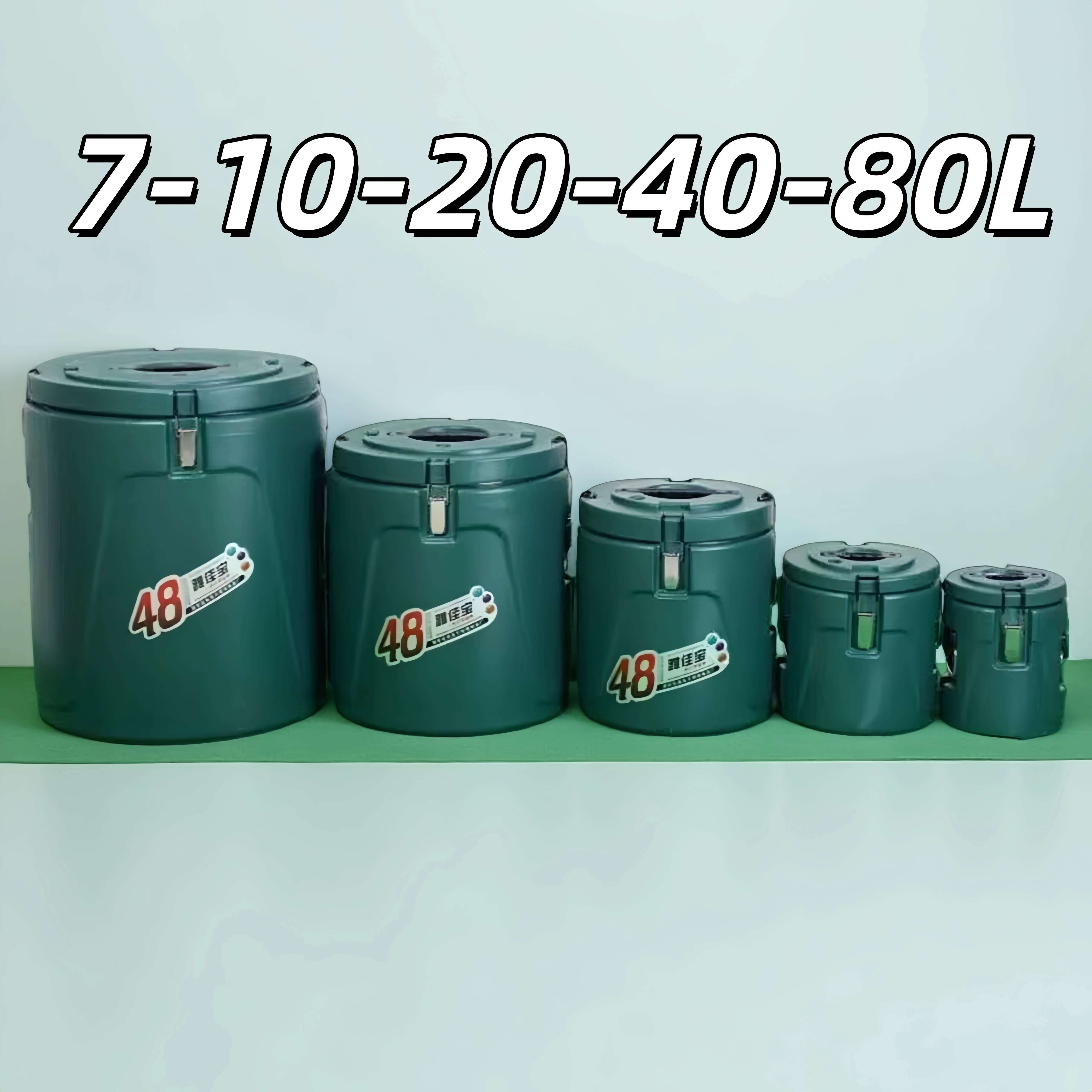 Set of 5 Stainless Steel Insulated Metal Buckets Food Warmer and Cooler Barrel Heat-Insulation Food Storage & Container