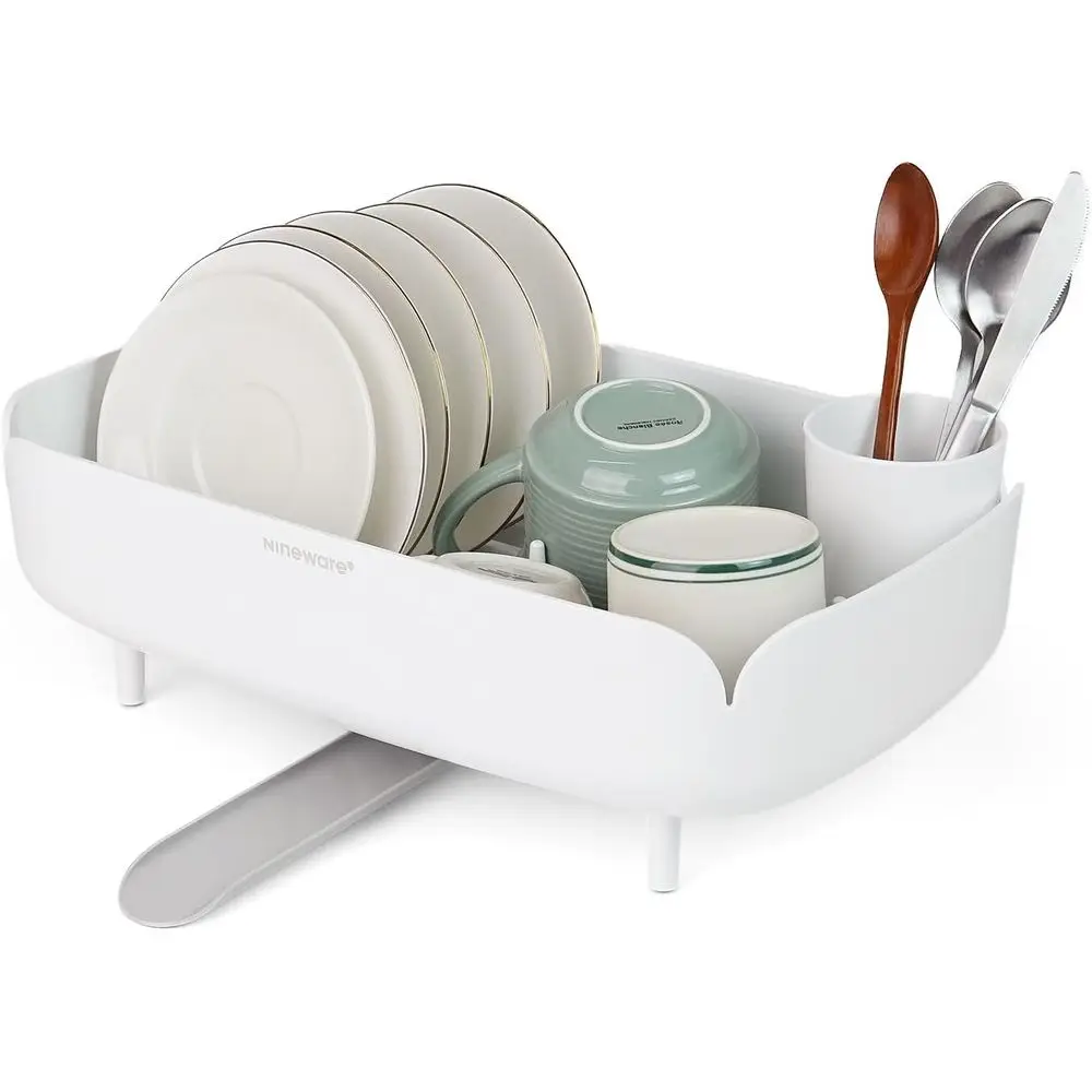 

Split-Design Small Dish Drying Rack, Space-Saving Dish Drainer or Small Kitchen Countertops, Ideal or 1–2 Person Households