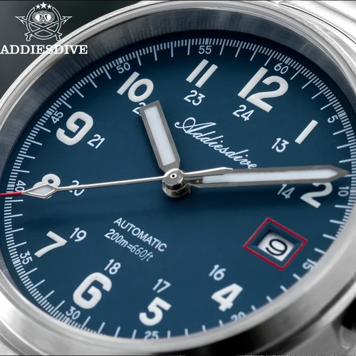 Imagen 2 del producto Reloj Automático ADDIESDIVE para Hombre NH35A Reloj Mecánico Reloj Analógico Resistente al Agua Cristal de Zafiro BGW9 Luminoso con Correa de Cuero