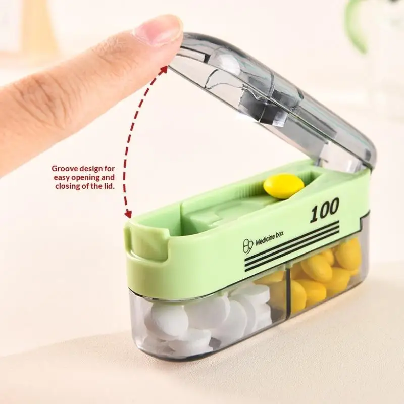 Portable Pill Splitter 1 PCS Tablet Cutter Storage Case With Dispenser Organizer Safe Blade Design For Travel Home Pharmacy