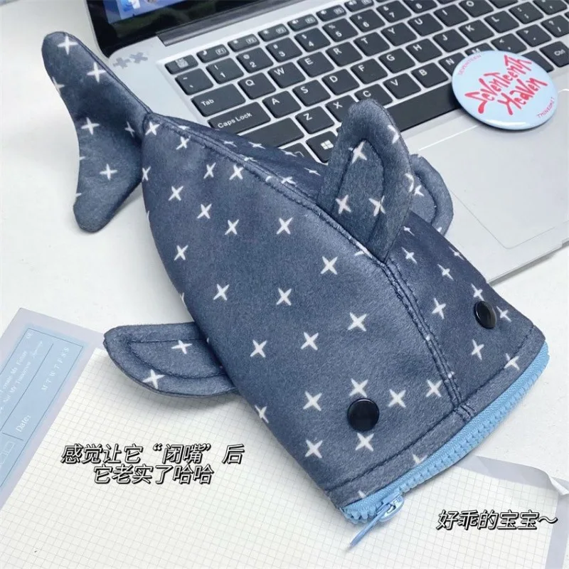 Creative Shark Canvas Pencil Case Large Capacity Durable Student Pen Bag School Stationery Organizer Storage Bag for Boys Girls