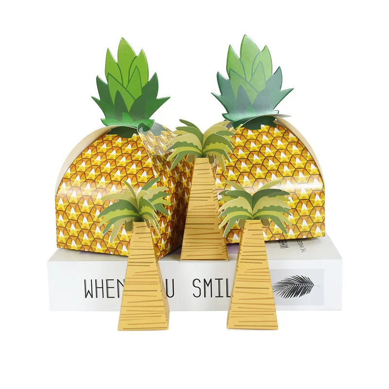 5-20pcs Pineapple Gift Box Coconut Palm Tree Candy Boxes Hawaiian Tropical Party Decoration Gifts Package Summer Birthday Favors