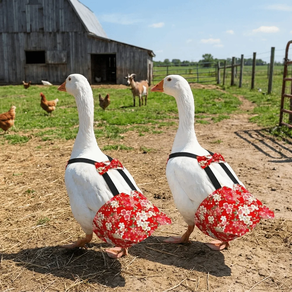Reusable Duck Diapers Adjustable Breathable Poultry Nappy Bowknot Design Elastic Band Flight Suits Pet Chicken