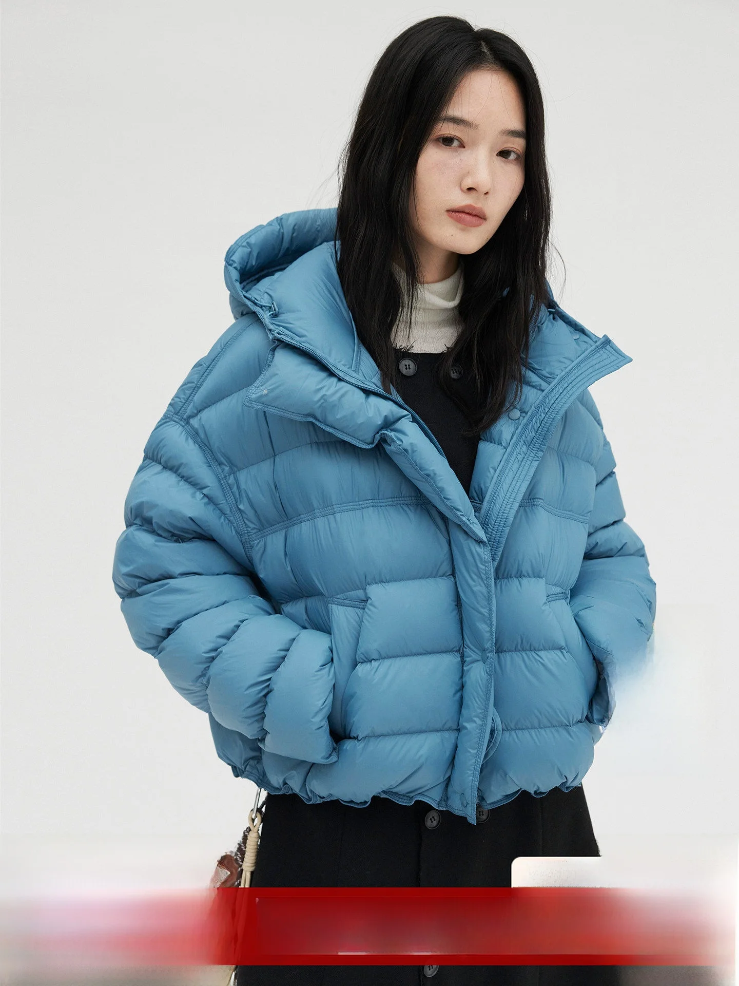 

HeyDr High ammage Rib Bone down Jaet Women Winter Loose Thi Warm 90 White Du Feather ort Bread Sle Coat